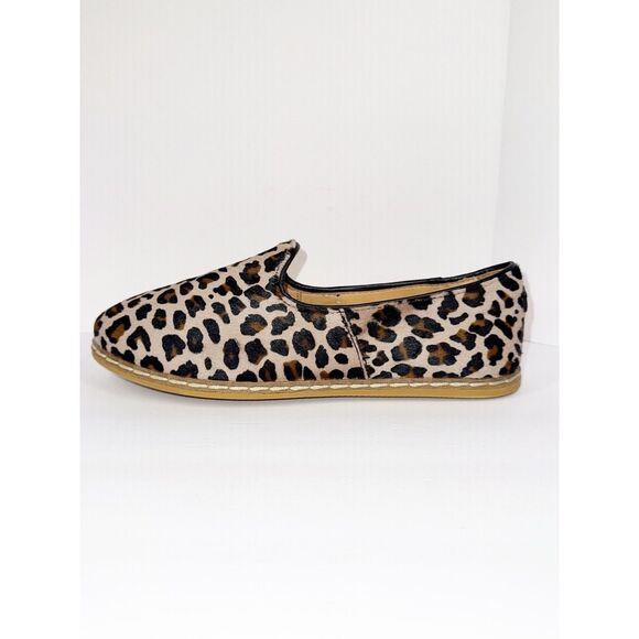 CHARIX Leopard Slip On Flat Loafers Comfort Cushion Leather Cowhide Hair 39/8.5 - Picture 15 of 16